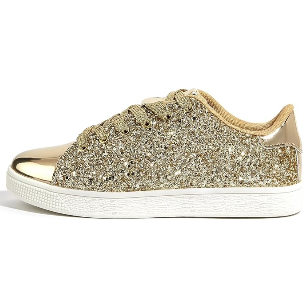 Women's Glitter Lace-Up Sneakers