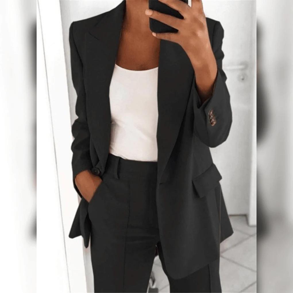 Women's Notch Lapel Blazer & Trouser Suit Set
