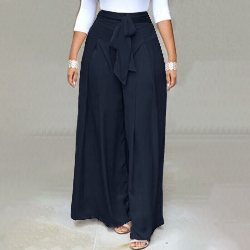 Women's Plus Size High Waist Tie Front Trousers