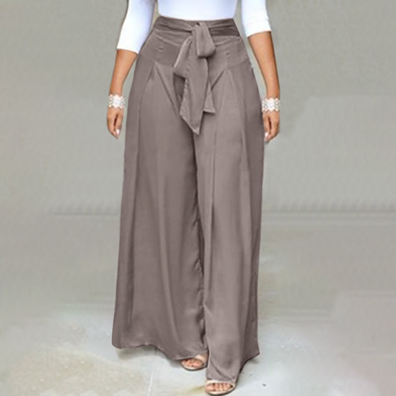 Women's Plus Size High Waist Tie Front Trousers