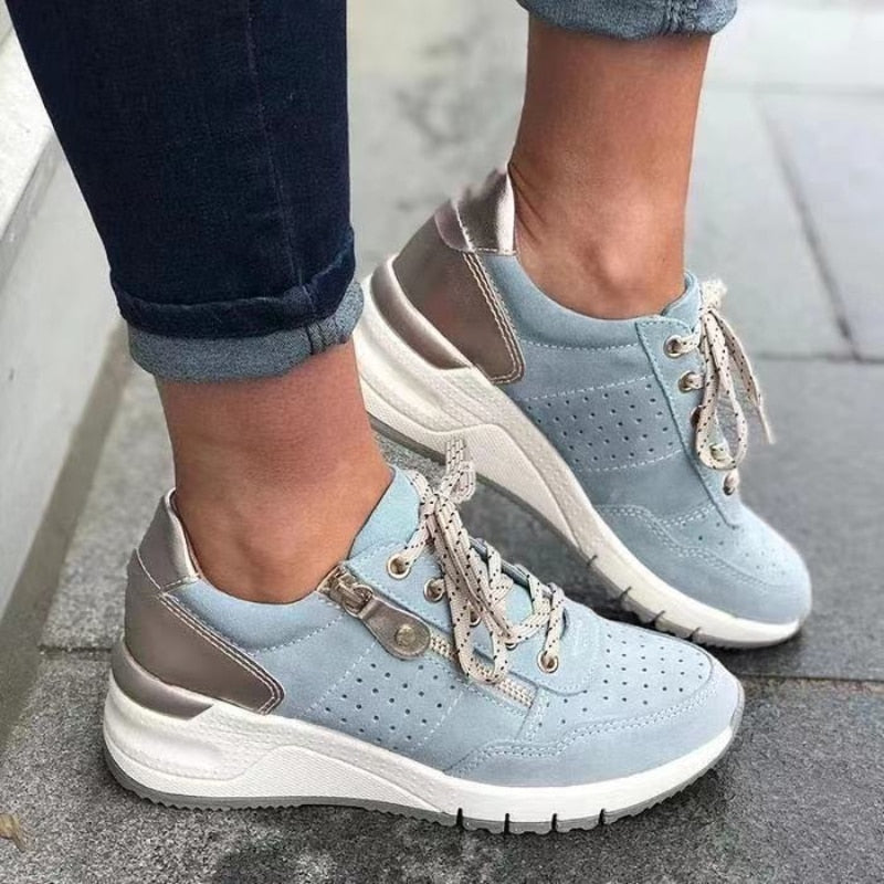 Women's Side Zip Lace-Up Platform Sneakers