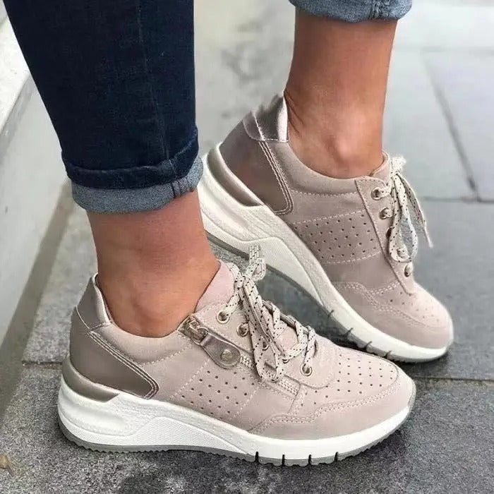 Women's Side Zip Lace-Up Platform Sneakers