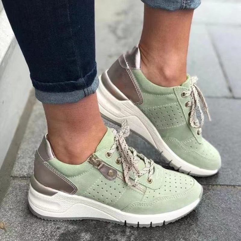 Women's Side Zip Lace-Up Platform Sneakers