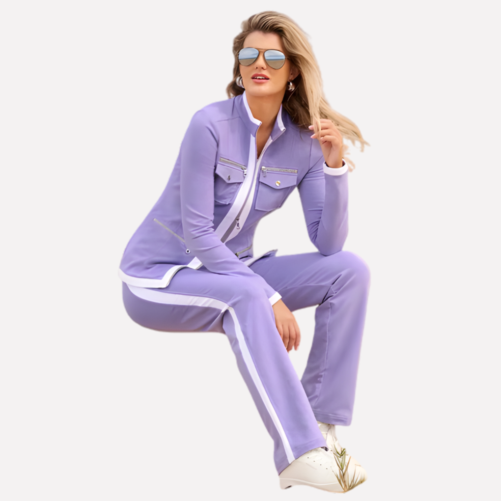 Women's Zip-Front Jacket & Pant Two-Piece Set