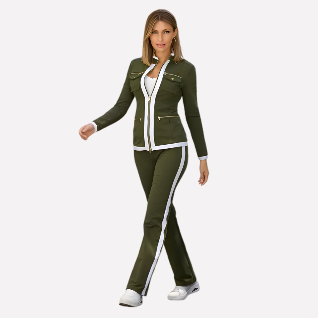 Women's Zip-Front Jacket & Pant Two-Piece Set