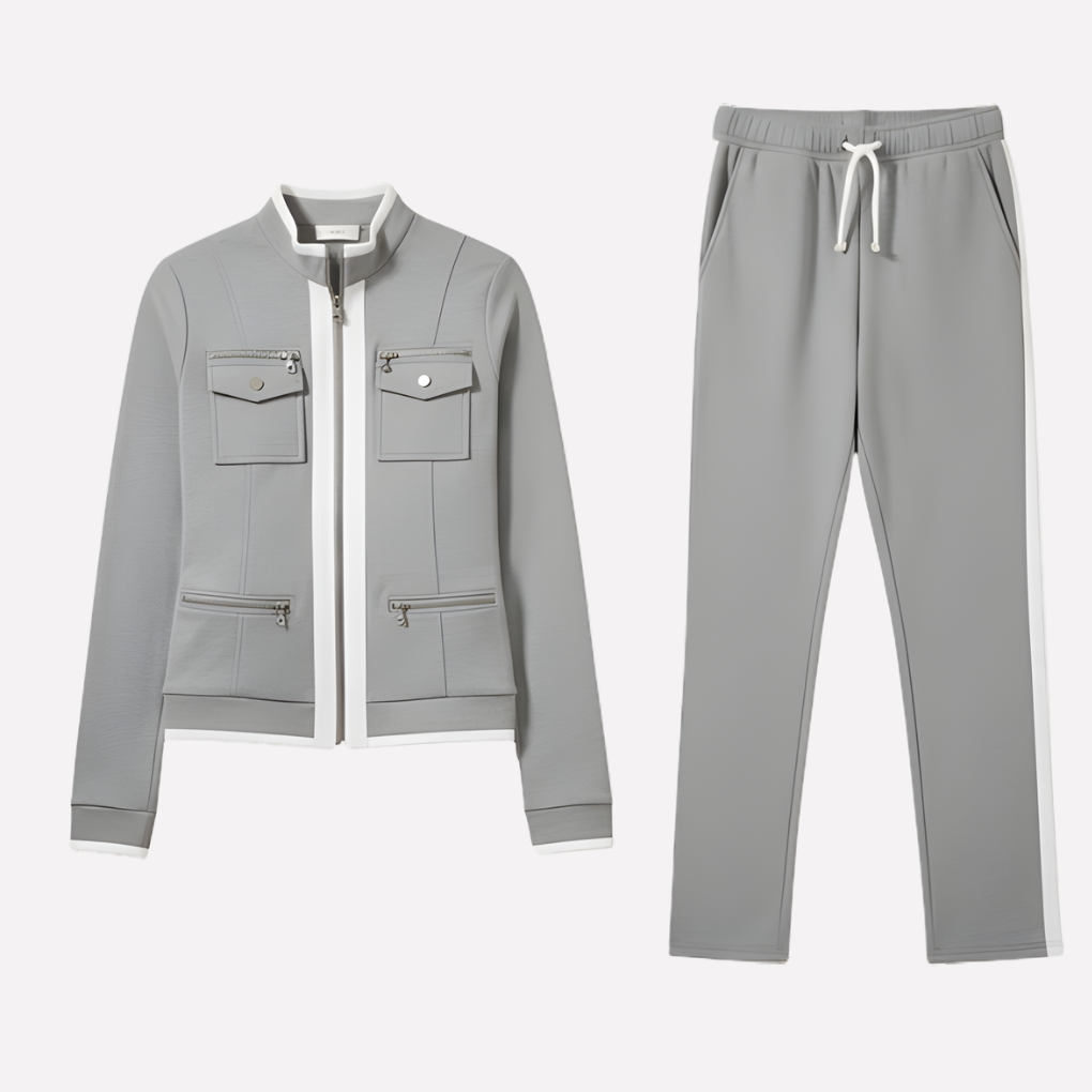 Women's Zip-Front Jacket & Pant Two-Piece Set