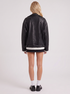 Faux Leather Biker Jacket Womens Oversized Asymmetric Zip Studded Belt