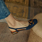 Flexible sole slingback flat in dark blue