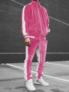 Classic velvet full zip tracksuit in pink