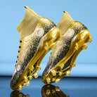 Anti slip breathable outdoor soccer shoe in gold