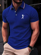 Printed short sleeve golf shirt in blue