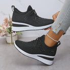 Fall Rhinestone Wedge Orthopedic Style Sneakers for Women