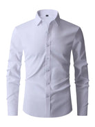Fall Long Sleeve Semi Formal Button Up Dress Shirt for Men