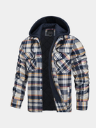 Winter Quilted Lined Hooded Flannel Shirt Jacket for Men