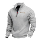 Winter Fleece Quarter Zip Stand Collar Sweatshirt for Men in Gray