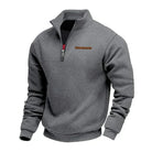 Winter Fleece Quarter Zip Stand Collar Sweatshirt for Men in Dark Gray