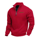 Winter Fleece Quarter Zip Stand Collar Sweatshirt for Men in Red
