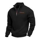 Winter Fleece Quarter Zip Stand Collar Sweatshirt for Men in Black