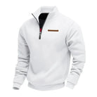 Winter Fleece Quarter Zip Stand Collar Sweatshirt for Men in White