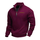 Winter Fleece Quarter Zip Stand Collar Sweatshirt for Men in Burgundy