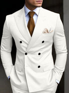 Suit Mens Two Piece Double Breasted Peak Lapel Straight Leg Trouser