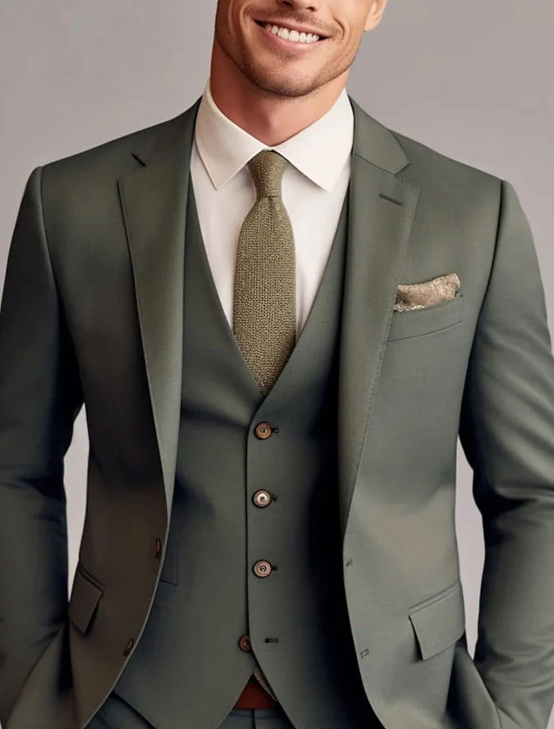 Three Piece Suit Mens Notch Lapel Waistcoat Straight Leg Formal