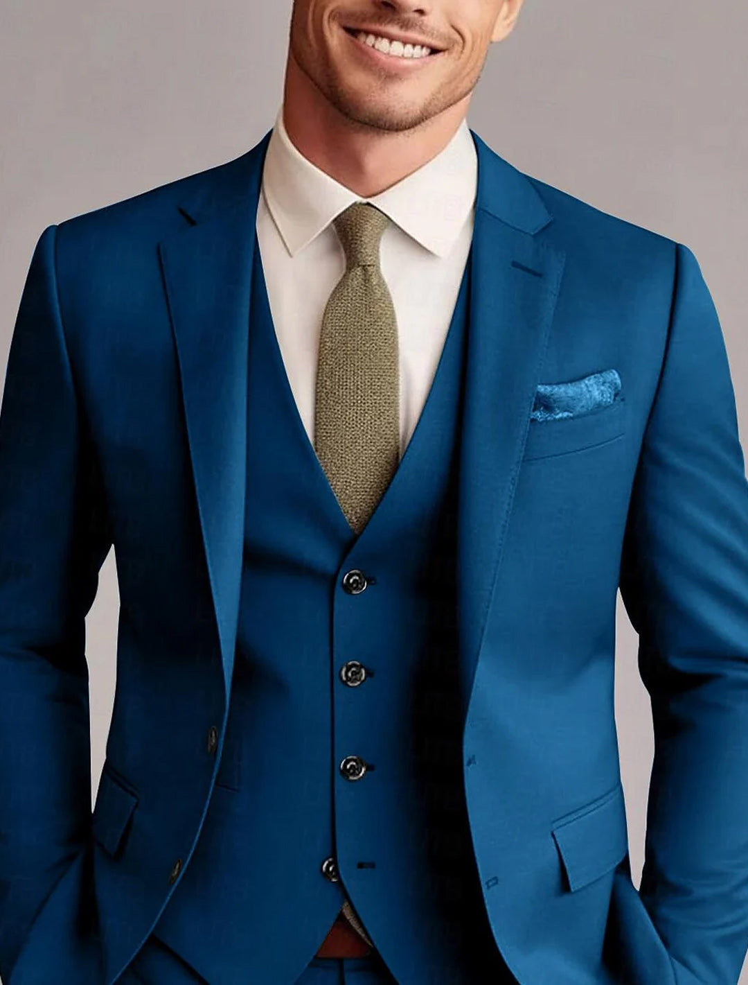 Three Piece Suit Mens Notch Lapel Waistcoat Straight Leg Formal