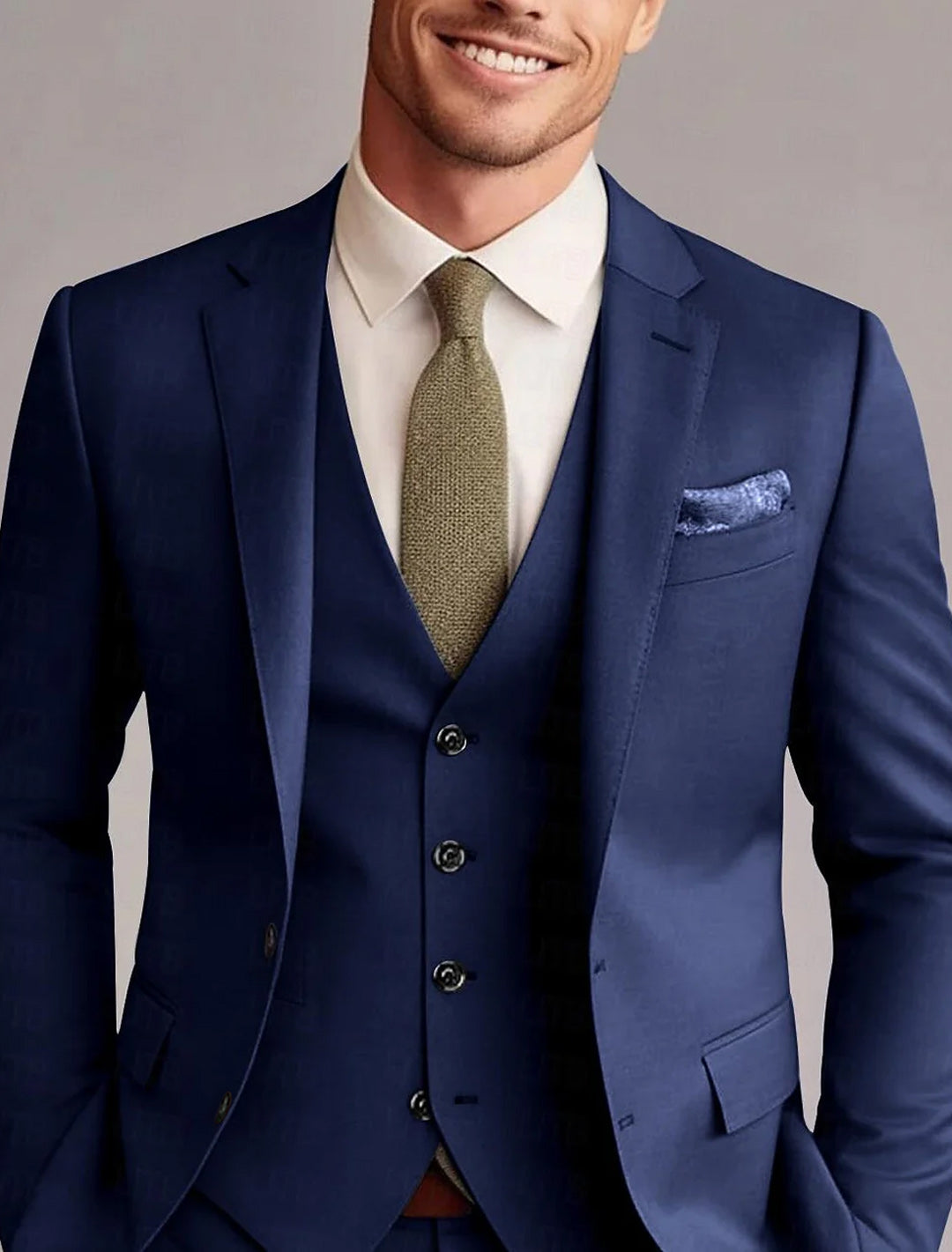 Three Piece Suit Mens Notch Lapel Waistcoat Straight Leg Formal