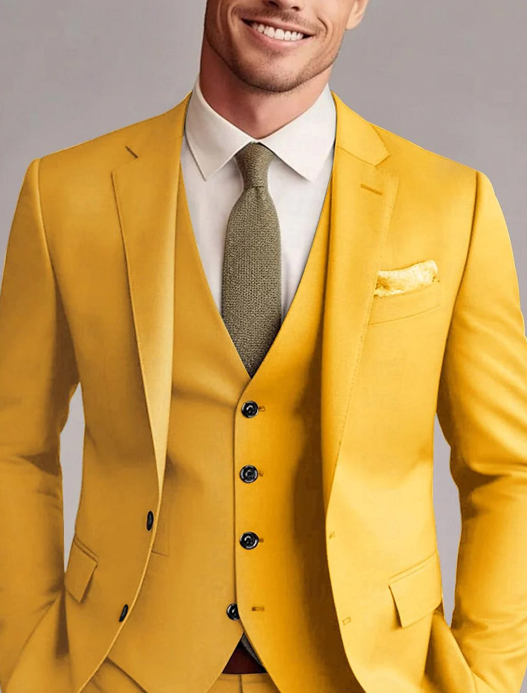 Three Piece Suit Mens Notch Lapel Waistcoat Straight Leg Formal