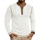 Henley Shirt Mens Ribbed Texture Long Sleeve Placket Soft Jersey