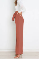 High waist paperbag pant with bow detail, view 5