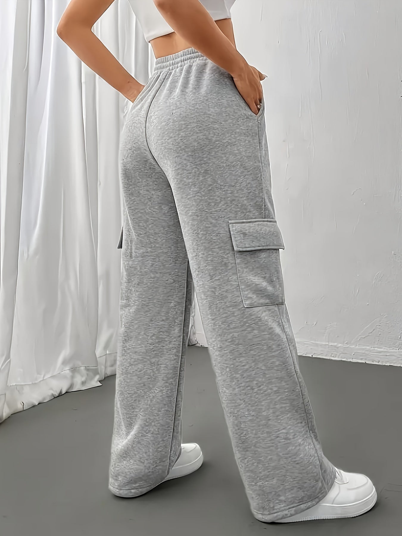 Joggers Womens Cargo Relaxed Fit Elastic Waist Soft Lounge Pants