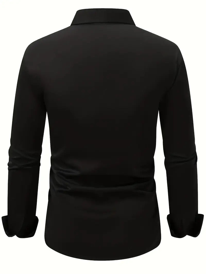 Fall Slim Fit Breathable Long Sleeve Dress Shirt for Men