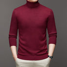 Turtleneck Sweater Mens Fine Gauge Knit Ribbed Neck Hem Pullover