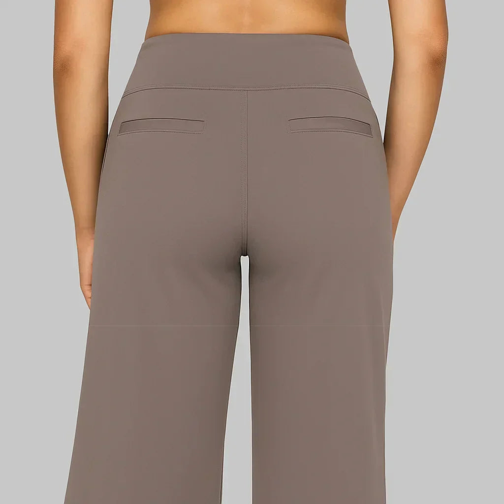Fall Stretch High Waist Wide Leg Pull On Pants for Women