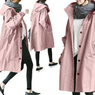 Hooded Parka Womens Longline Button Front Relaxed Drape Pockets