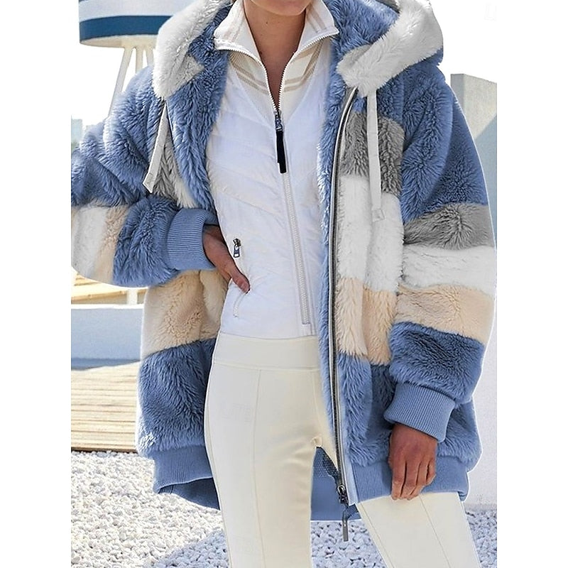 Fleece Jacket Womens Hooded Zip Up Soft Cozy Relaxed Fit Warm