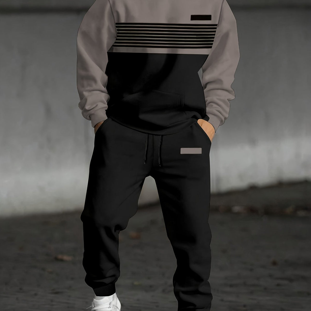 Hoodie Mens Colour Block Hooded Sweatshirt Pullover Modern Fit