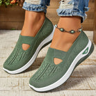 Lightweight Slip On Walking Sneakers with Cutout for Women in Green