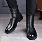 Mid Calf Boots Mens Side Zip Leather Look Polished Dress Boot