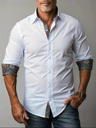 Modern tailored contrast detail button up shirt in white
