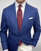 Fall Slim Fit Plaid Two Button Suit Blazer for Men in Royal Blue