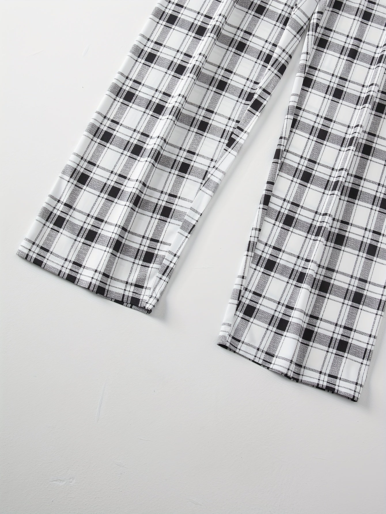 Lounge Set Womens Two Piece Checkered Short Sleeve Top Pyjama Pant