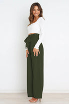 High waist paperbag pant with bow detail, view 16