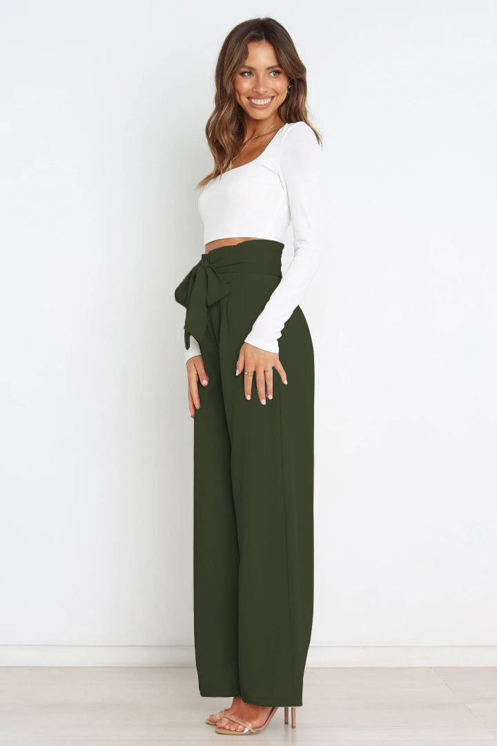 High waist paperbag pant with bow detail, view 16