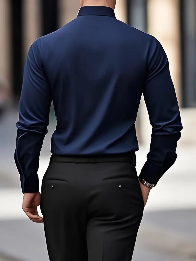 Fall Slim Fit Breathable Long Sleeve Dress Shirt for Men