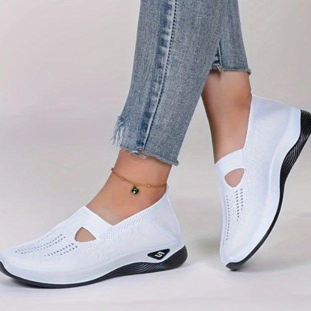 Mesh Slip On Orthopedic Walking Sneakers for Women in White