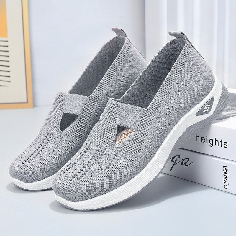Mesh Slip On Orthopedic Walking Sneakers for Women in Silver Gray