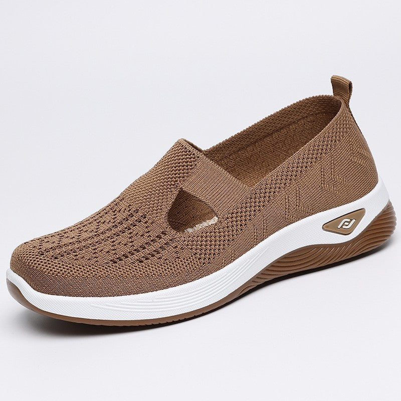 Mesh Slip On Orthopedic Walking Sneakers for Women in Light Brown