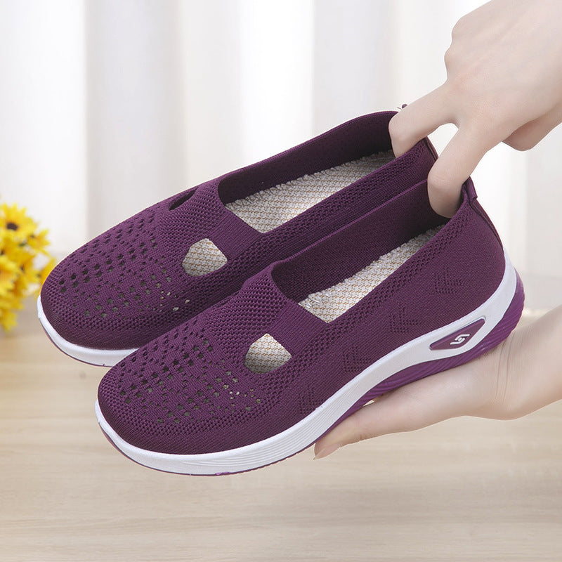 Mesh Slip On Orthopedic Walking Sneakers for Women in Dark Purple